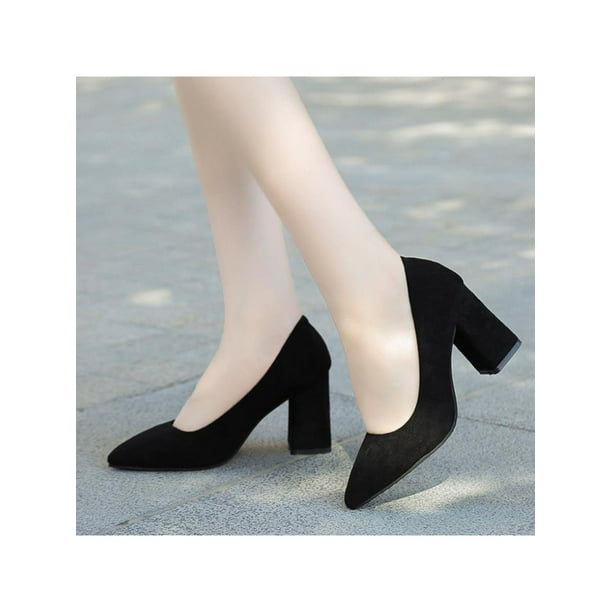 Details about   Ladies Block Heels Pointy Toe Pumps Slip On Casual Office Lady Party Daily Shoes
